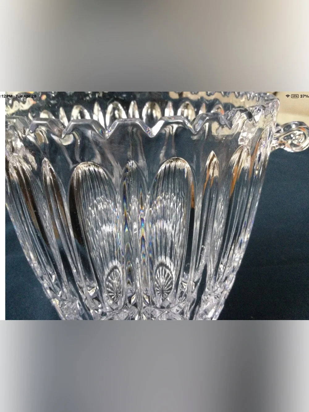 Vintage Crystal Ice Bucket with Handles